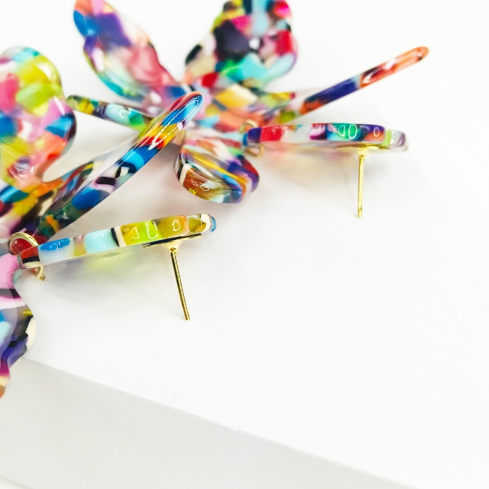 RESTOCKED Paper Lily Earrings in Multicolor - Picture 5 of 8